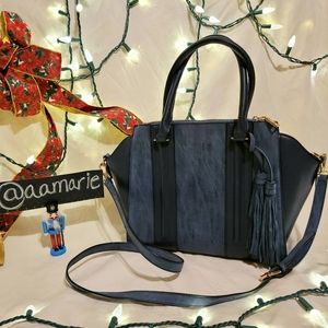 Blue Suede Shoulder Bag